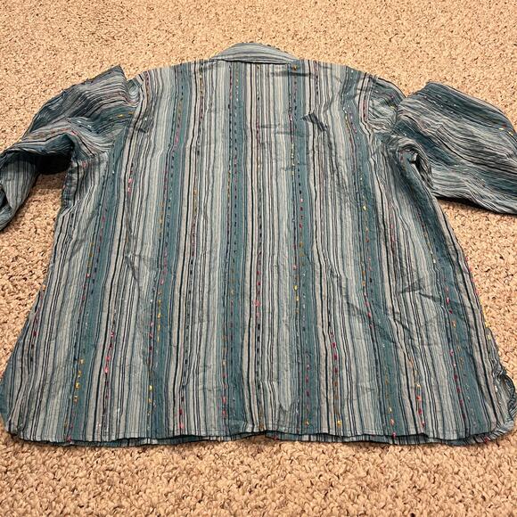 Coldwater Creek Women's Button Front Striped Top Sz 1X Textured Fringe Party - Picture 5 of 6
